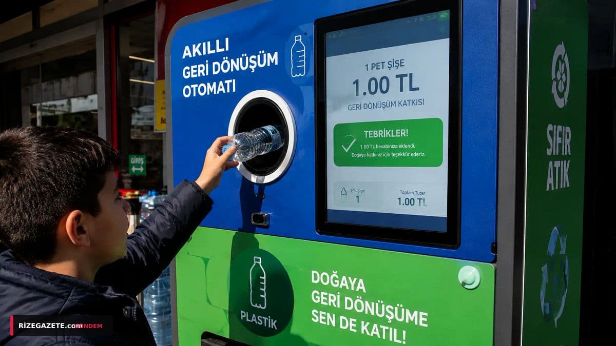 Rize'de 'Çöp Değil, Kazanç' Dönemi Başladı: Geri Dönüşüm Makinesi Vatandaşlardan Yoğun İlgi Görüyor